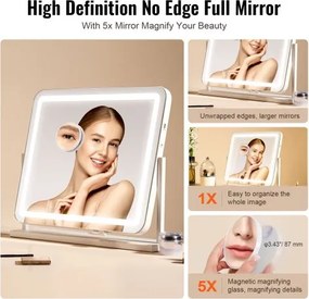 VEVOR Lighted Makeup Mirror 3 Color Vanity w/ USB Port Magnification21.7x17.7 in