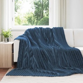 vidaXL Κουβέρτα Σκούρο μπλε 240 x 220 cm Μαλλί