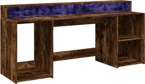 vidaXL Γραφείο με LED Καπνιστή δρυς 200x55x91 εκ. Επεξεργ. Ξύλο