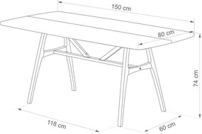 Stewehome Μασίφ Τραπέζι Καρυδιάς Slim 150x80x74.5 cm