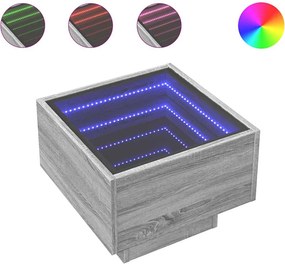 vidaXL Τραπέζι Βοηθητικό με LED Δρυς 40x40x30 εκ. Επεξεργασμένο Ξύλο
