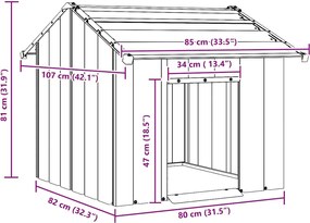 vidaXL Σπιτάκι σκύλου με οροφή 85x107x81 cm Γαλβανισμένος χάλυβας