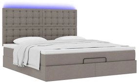 vidaXL Οθωμανικό κρεβάτι με στρώμα & LEDs Taupe 160x200cm ύφασμα