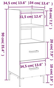 Ντουλάπι Καπνιστή Δρυς 34,5 x 34 x 90 εκ. Επεξεργασμένο Ξύλο - Καφέ