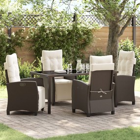 vidaXL Σετ Επίπλων Κήπου 5 Τεμαχίων Καφέ Poly Rattan