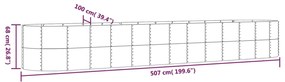 Ζαρντινιέρα Ασημί 507x100x68 εκ. Ατσάλι με Ηλεκτρ. Βαφή Πούδρας - Ασήμι