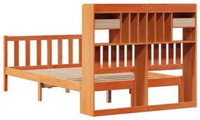Κρεβάτι Βιβλιοθήκη Χωρίς Στρώμα 120x200 εκ Μασίφ Ξύλο Πεύκου - Καφέ