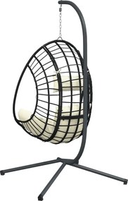 vidaXL Πολυθρόνα Egg Κρεμαστή με Βάση Μπεζ Συνθ. Ρατάν / Ατσάλι