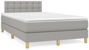 vidaXL Κρεβάτι Boxspring με Στρώμα Ανοιχτό Γκρι 120x200 εκ. Υφασμάτινο