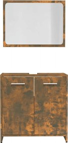 vidaXL Σετ Επίπλων Μπάνιου Καπνιστή Δρυς από Τεχν. Ξύλο