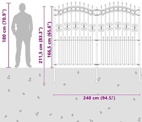 vidaXL Φράχτης κήπου Λευκό 215 cm Ατσάλι με Επικάλυψη Πούδρας