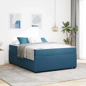 vidaXL Σκελετός κρεβατιού με στρώμα Άλλο Μπλε 140 x 200 cm Βελούδο