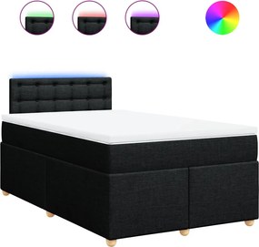 vidaXL Κρεβάτι Boxspring με Στρώμα Μαύρο 120x190 εκ. Υφασμάτινο