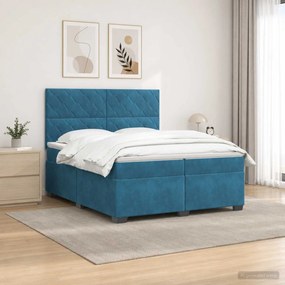 vidaXL Κρεβάτι box spring με στρώμα Μπλε 200 x 200 cm Βελούδο