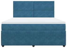 Κρεβάτι Boxspring με Στρώμα Μπλε 180x200 εκ. Βελούδινο - Μπλε