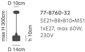 Φωτιστικό Οροφής SE21-BL-B10-MS1 ADEPT PENDANT Black Metal Shade Pendant+ - Μέταλλο - 77-8760