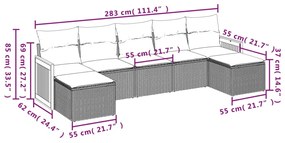 vidaXL Σαλόνι Κήπου Σετ 7 τεμ. Μπεζ Συνθετικό Ρατάν με Μαξιλάρια