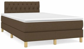 vidaXL Κρεβάτι Boxspring με Στρώμα & LED Σκ.Καφέ 120x190εκ. Υφασμάτινο
