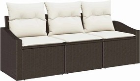 vidaXL Σετ Καναπέ Κήπου 3 pcs Καφέ και Λευκό συνθετικό ρατάν