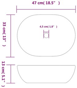 Νιπτήρας Οβάλ Μαύρος και Γκρι 47 x 33 x 13 εκ. Κεραμικός - Μαύρο