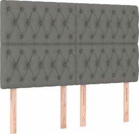 vidaXL Κρεβάτι Boxspring με Στρώμα Σκούρο Γκρι 140x200 εκ Υφασμάτινο