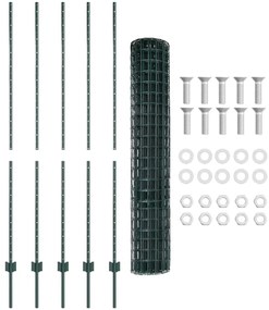 vidaXL Σετ Περικύκλωσης Κήπου Πράσινο 10 x 1.5 μ Μέταλλο & Πλαστικό