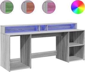 vidaXL Γραφείο με LED Γκρι Sonoma 200x55x91 εκ. Επεξεργ. Ξύλο
