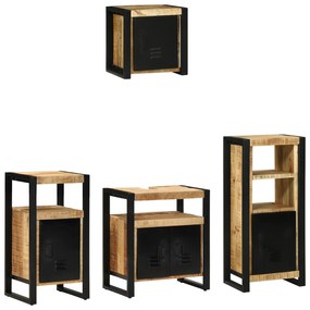 vidaXL Σετ Επίπλων Μπάνιου με ράφι 4 pcs Καφέ Στερεό ξύλο μάνγκο