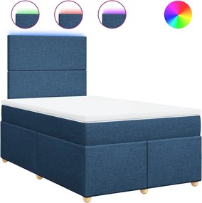 vidaXL Κρεβάτι Boxspring με Στρώμα Μπλε 120x200 εκ. Υφασμάτινο