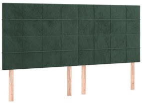 Πλαίσιο Κρεβατιού με Κεφαλάρι Σκ. Πράσινο 200x200 εκ. Βελούδινο - Πράσινο