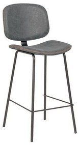 Σκαμπό Bar Barley ΕΜ774,1 43x49x70/102cm Black-Pu Vintage Grey Σετ 2τμχ Metal, Technoderma