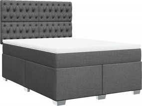 vidaXL Κρεβάτι Boxspring με Στρώμα Σκούρο Γκρι 140x190 εκ. Υφασμάτινο