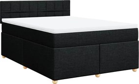 vidaXL Κρεβάτι Boxspring με Στρώμα Μαύρο 140x190 εκ. Υφασμάτινο