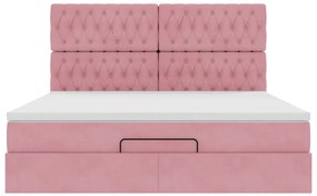 vidaXL Οθωμανικό κρεβάτι με στρώματα ροζ 160x200cm Velvet