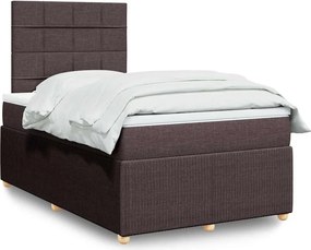 vidaXL Κρεβάτι Boxspring με Στρώμα Σκούρο Καφέ 120x190 εκ Υφασμάτινο