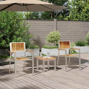 vidaXL Σέτ φαγητού για κήπο 3 pcs Καφέ Μασίφ ξύλο teak