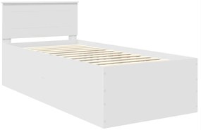 vidaXL Σκελετός Κρεβατιού Λευκό 90 x 200 cm Επεξεργασμένο ξύλο