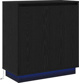vidaXL Πλευρικό Τραπέζι LED Μαύρη Δρυς 71 x 34,5 x 75 εκ.