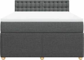 vidaXL Κρεβάτι Boxspring με Στρώμα Σκούρο Γκρι 140x190 εκ. Υφασμάτινο