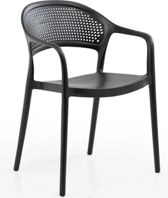 Πολυθρόνα Paros pp σε μαύρη απόχρωση 57x50x80