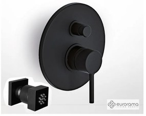 Eurorama TONDA Μίκτης εντοιχισμού 2 εξόδων με εκτροπέα &amp; Επίτοιχο jet SQUARE 4,2x4,2εκ Black Matt