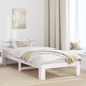 vidaXL Σκελετός Κρεβατιού Λευκό 75 x 190 cm Στερεά ξυλεία πεύκου