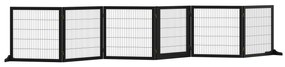PawHut Πτυσσόμενο φράγμα σκύλου 432 x 36 x 70cm Ξύλο πεύκου Μαύρο