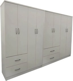 Ντουλάπα οχτάφυλλη Athos pakoworld λευκή 241x42x181εκ