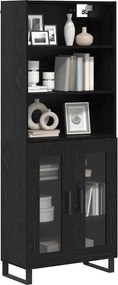 vidaXL Highboard 2 pcs Μαύρη Οξυά Επεξεργασμένο ξύλο