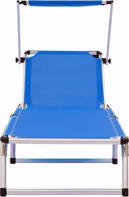 vidaXL Ξαπλώστρες Πτυσσόμενες με Οροφή 2 τεμ. Μπλε Αλουμίνιο/Textilene