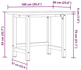 ΠΑΓΚΟΣ ΕΡΓΑΣΙΑΣ ΟΡΘΟΓΩΝΙΟΣ 100X60X83 ΕΚ. ΑΠΟ ΜΑΣΙΦ ΞΥΛΟ ΔΡΥΟΣ 3309657