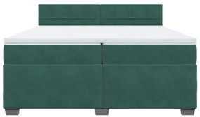 vidaXL Κρεβάτι Boxspring με Στρώμα Σκούρο Πράσινο 200x200εκ. Βελούδινο