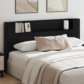vidaXL Κεφαλάρι Ντουλάπι με LED Μαύρη Δρυς 180 x 16,5 x 103,5 cm