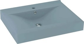 vidaXL Νιπτήρας με Οπή Βρύσης Γαλάζιο Ματ 60 x 46 εκ. Κεραμικός